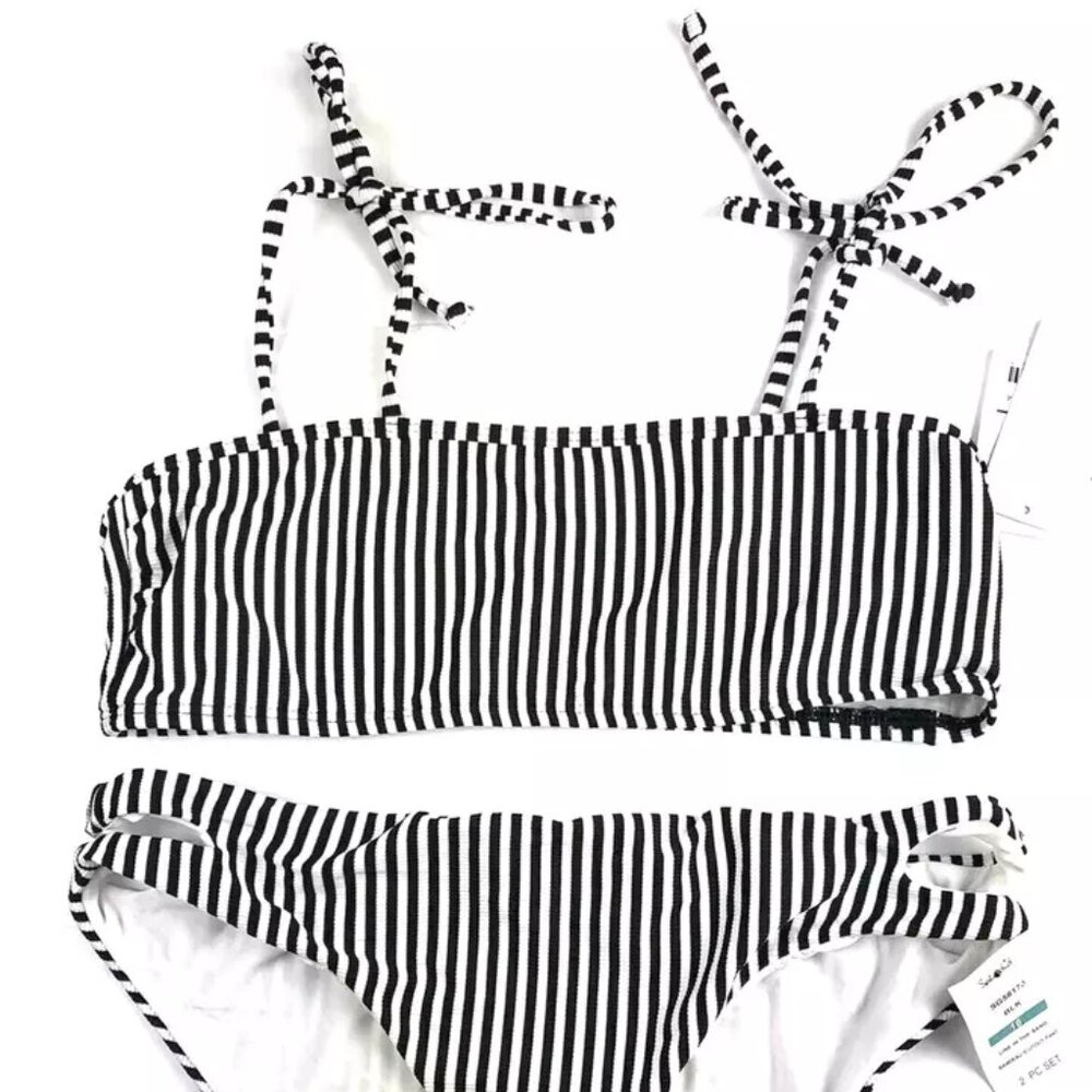 Splendid Girl’s Size 16 White/Black Striped Bikini Swimsuit Set